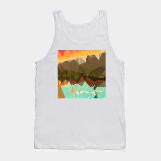 Dark Spring Green Abstract Low Polygon Background Tank Top